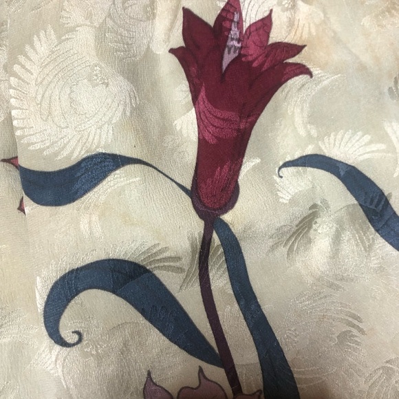 Vintage 100% Silk Floral Green Print Skirt - Umi Collection - Picture 5 of 9